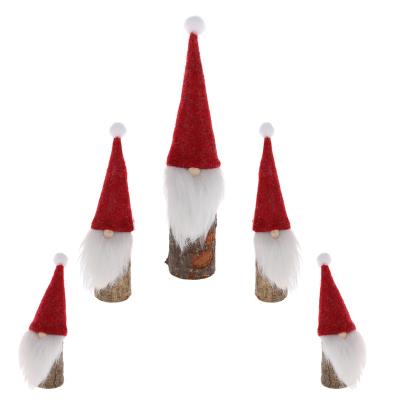 China Wooden Christmas Gnome Ornaments Swedish Tomte Gifts With Wooden Base Table Decor for sale