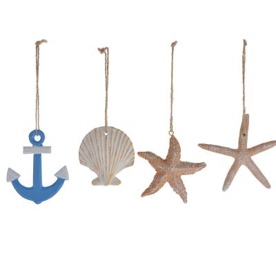 China Starfish Transitional Nautical Decorative Wall Hanging Seashell Anchor Ocean Sea Beach Seaside Home Decor for sale