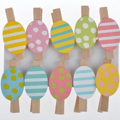 China Easter Home Decoration Easter Card Holder Eggs Shape Peg Wooden Clip Photo Holder Supplies Gifts For Kids for sale