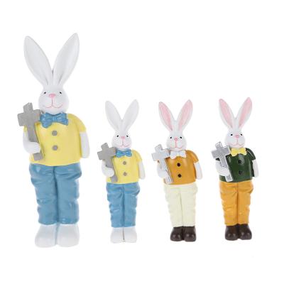 China Bunny Resin Decoration Rabbit Home Accessories Resin Figurine Garden Decoration Rural Decoration for sale