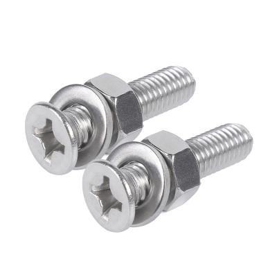 China Standoff Bolt Stainless Steel Combination Screw 304 Flat Product Flat Head SEMS Cross Screw for sale