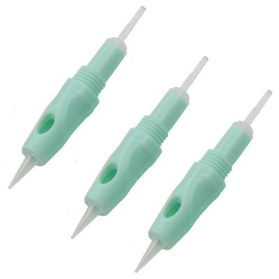 China Newest Permanent Green Disposable Sterilized Permanent Makeup Screw Cartridge PMU Needles For Eyebrow Microblading Machine for sale