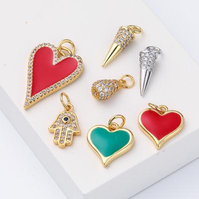 China Charm 18K Gold Jewelry Charms Shape Heart Pendant Plated Hand Lighting Charms Gold Diy Pendant Charms For Jewelry Dropshipping for sale