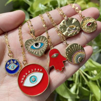 China FASHIONABLE Evil Blue Eye Snake Chains Necklace 18k Gold Plated Stainless Steel Micro Pave CZ Enamel Charms For Women Jewelry Necklace for sale