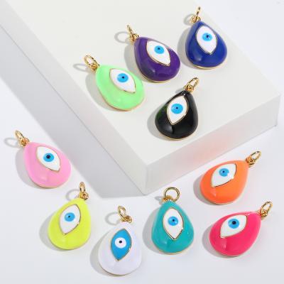 China FASHIONABLE Water Resistant Gold Plated Jewelry Blue Eye Bracelet Necklace Charm For Jewelry Making for sale