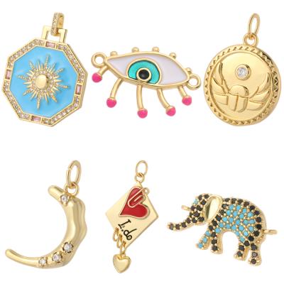 China New Trend FASHION Gold Plated Jewelry Evil Blue Elephant Eye Sun And Moon Love Charms Bracelet Jewelry Making Kit for sale