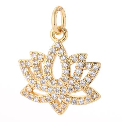 China TRENDY Fashion Pendant Jewelry Charms Gold Plated Charms Jewelry Making Lotus Flower Necklace Hemp Leaf Pendant Necklace For Jewelry for sale