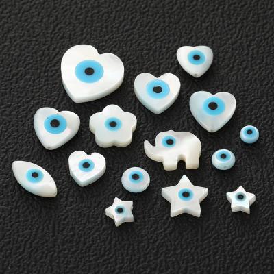 China TRENDY 10 Pcs/1 Cute Tiny Flower Star Heart Shape Beaded Jewelry Diy Handmade Black Eye Evil Bead For Jewelry Bracelet Making for sale