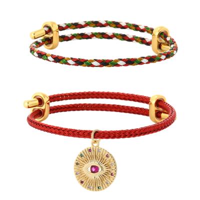 China TRENDY Colorful Braided Wire Rope Tie Adjustable Bracelets For Women Men Gold Diy Jewelry Rope Bangle Bracelets Shape Boho for sale