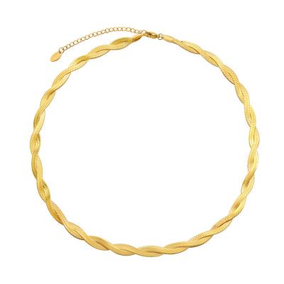 China Trendy Trendy Stainless Steel Jewelry 18K Gold Plated Latest Winding Woven Snake Flat Chain Necklace for sale