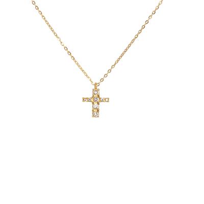 China Lead Free Nickel Free 18K Gold Plated Stainless Steel High Quality Zircon CZ Cross Necklace and Pendants For Women Jewelry for sale