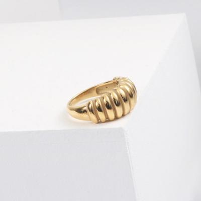 China TRENDY Fashion Stainless Steel Jewelry 18K Gold Plated Popular Precious Bread Collocation Banana Ring for sale