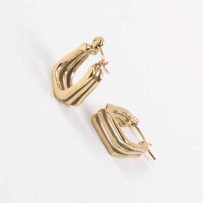 China FASHIONABLE Jewelry 18K Gold Plated Stainless Steel Square Three Layers Retro European Version Earrings for sale