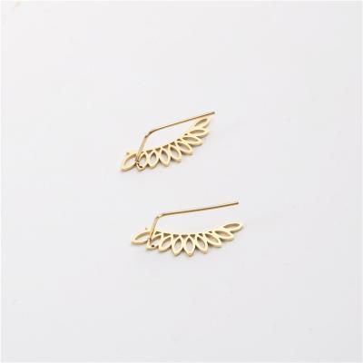 China TREND Jewelry 18K Angel Wings Hollowed Out Fashion Stainless Steel Gold Plated Earrings for sale