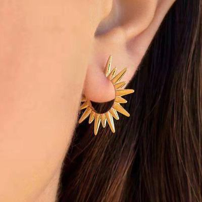 China Wholesale Stainless Steel Trendy Hawaiian Jewelry For Women Korean Sun Flower Earings 2021 for sale