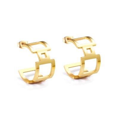 China CLASSIC Hollow Square Stainless Steel Jewelry Plating 14k Earrings for sale