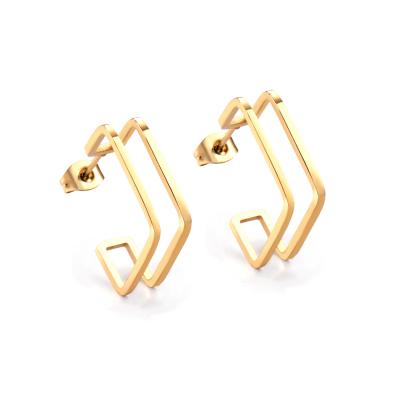 China FASHIONABLE Plating 14K Gold Jewelry Stainless Steel Geometric Shape Earrings for sale