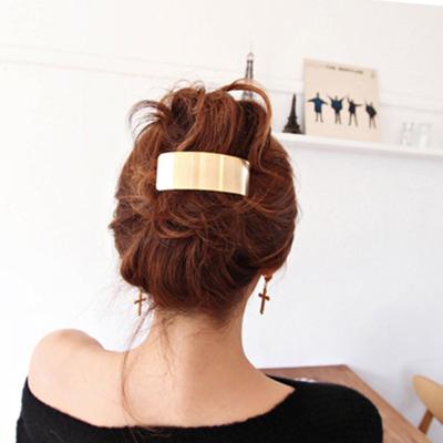 China Wholesale Bending Stainless Steel Hair Accessories 18K Gold Plated Rectangle Enhancement Gift Daily Wear for sale