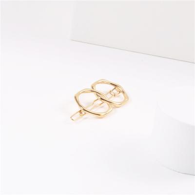 China Wholesale Stainless Steel Hair Accessories 18K Gold Plated Double Ring Hexagon Gift Women for sale