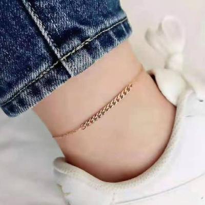 China 2021 Trendy Trendy Stainless Steel Jewelry 18K Gold Plated Ordinary Splice Chain Erotogenic Anklet for sale