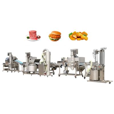 China Hamburger Making Machine Fried Chicken Nuggets Hamburger Patty Machine Chicken Nuggets Processing Line 8cm for sale