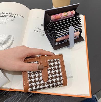 China 2021 New Solar Panel Houndstooth Package Female Driver's License Card Holder Wallet Ultra-thin Compact Multi-Card Slot for sale