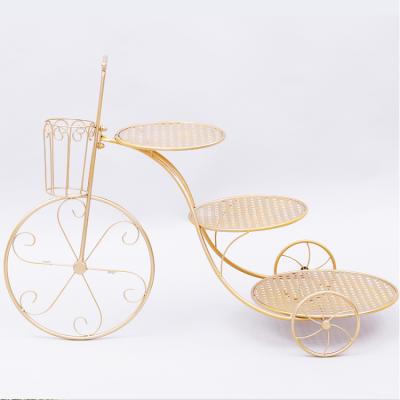 China 3 Tier Metal Dessert Tray Metal Wedding Cake Stand Dessert Cart For Party Decoration for sale