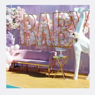 China Hot-selling custom decoration event metal frame gold BABY gold letter balloon backdrop wedding event party wired BABY letters for sale