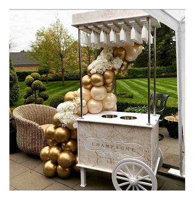 China Hot Selling Decorations Hot Selling Birthday Trolley Party Event Champagne Cart Manufacturer For Wedding Wooden Decor for sale