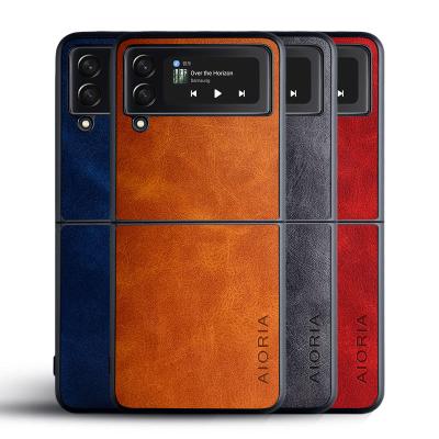 China Shockproof Leather Cell Phone Cover Mobile Case For Samsung Galaxy Z Flip 3 Flip3 5g for sale