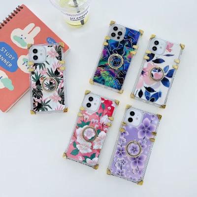 China Laser Plating Cell Phone Case TPU Shockproof Silicone Kickstand Ring Mobile Phone Bags For Iphone 11 pro 12pro 13 max phone case for sale