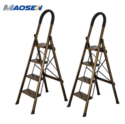 China Household Ladder 3 Folding Ladders Aluminum Home Use 4 5 Toe 6S With Champagne Gold Color for sale