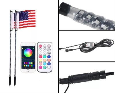 China flashing & Brake Light 180cm 90cm 120cm 150cm Led Flagpole Lights Remote Control App LED Whip Light Car Whip Light RGB Lamps For Offroad for sale