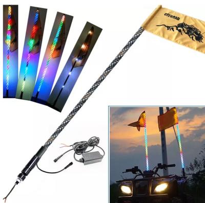 China flashing & Brake Light ATV UTV Led Whip Light Car Flagpole Lights App Remote Control LED Whip Light Lamps 60cm 90cm 120cm 150cm 180cm RGB For Offroad for sale