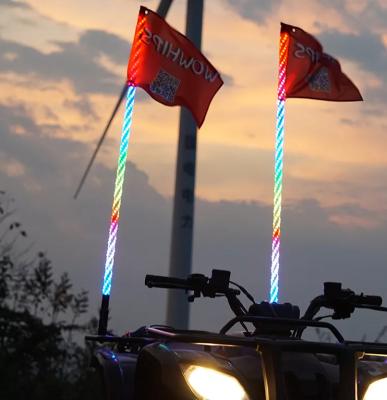 China flashing & Brake Light RGB LED Car Flagpole Whip Light Atmosphere Decorative Lamps Whip Light LED Lights ATV UTV Off-Road Vehicle for sale