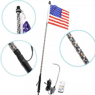 China flashing & 2ft-6ft Brake Light Outdoor Bluetooths Control LED Flag Whip Lighted Flagpole Light For Off-Road Vehicles UTV ATV for sale