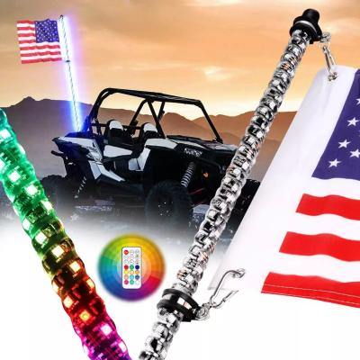 China flashing & Hot Selling New 360 Degree Spiral Brake Light RGB Chasing LED Offroad Light Whip Warning Light Vehicle Safety ATV UTV for sale