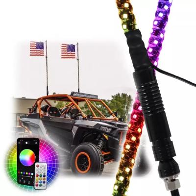 China flashing & Full Ignition LED Brake Light Whip Flag With Quick Release Light Whip For ATV UTV Off-Road Vehicle RGB LED Flag Whip Light for sale