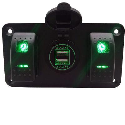 China QC4.0 4A 2Gang Boat Car Switch Panel Dual USB Charger LED Panel Box Touch Control Switch for sale