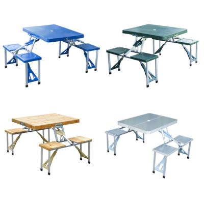 China Factory Outlet Portable Outdoor Camping Folding Table and Chair Set Portable Wood Splicing Table and Chair Combination for sale