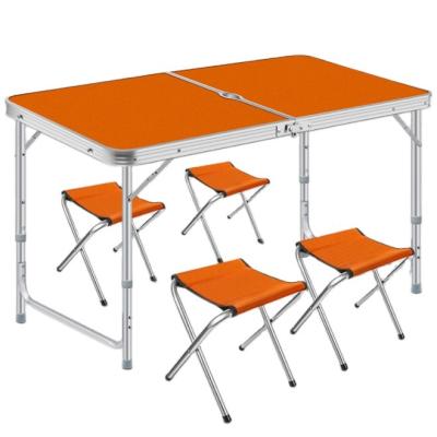 China Easy Carry Adjustable Outdoor Folding Table With Aluminum Tube Can Be Customized Outdoor Folding Camping Table With Stand And 4 Chairs for sale