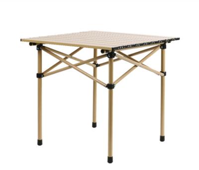 China Portable Made in China Aluminum Alloy Portable Outdoor Camping Folding Table and Folding Chair Table and Chair Set Light Brown for sale