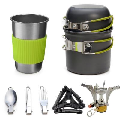 China Multifunctional hot selling portable camping pot outdoor cookware set aluminum alloy material pot set for sale