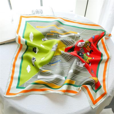 China High Quality Square Animal Printed Small Square 100 Twill Silk Scarf for sale