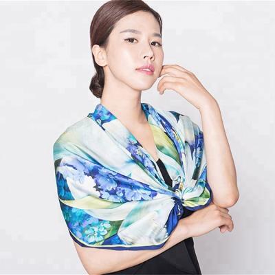 China Custom Square Hangzhou Factory Fashion Silk Bandana Digital Printed Twill Silk Scarf for sale