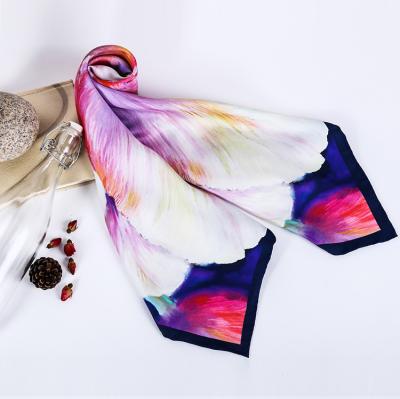 China Square Free Sample No MOQ Hangzhou Factory Fashion Custom Digital Printed Twill Silk Scarf for sale