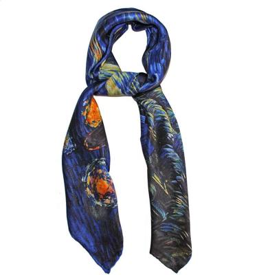 China New Design Square Van Gogh Painting Digital Printed Silk Fabric Twill Silk Scarf 90x90 for sale