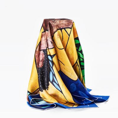 China Square NO MOQ 100 Silk Screen Printing Square Scarf Silk Satin 90x90 Cm for sale