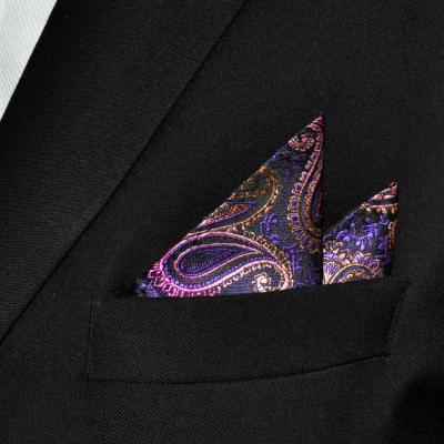 China Custom Woven Silk Square Men's Pocket Square Serged Sews Pocket Square Metallic Threads High Quality Pocket Squares for sale