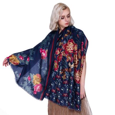 China Good Quality Modal Silk or Modal Cashmere Factory Manufacturing Custom Digital Printed 10% Cashmere 90% Modal Scarves for sale